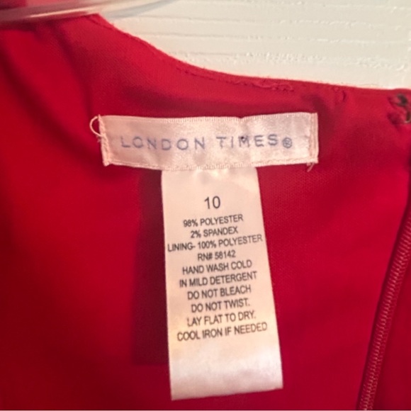 London Times Red Ruffled Dress - Picture 5 of 8